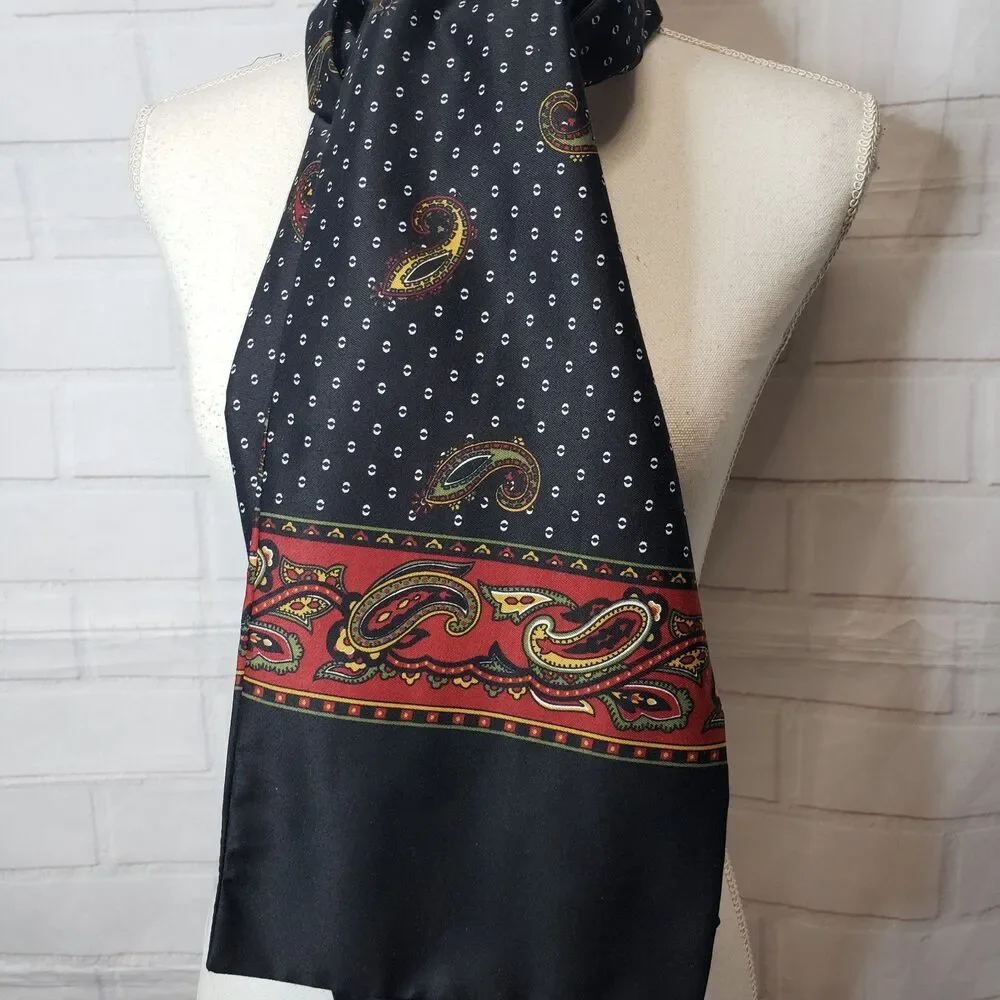 Mens Vintage British Mod Style Navy Paisley Dress Neck Scarf 58 x 8